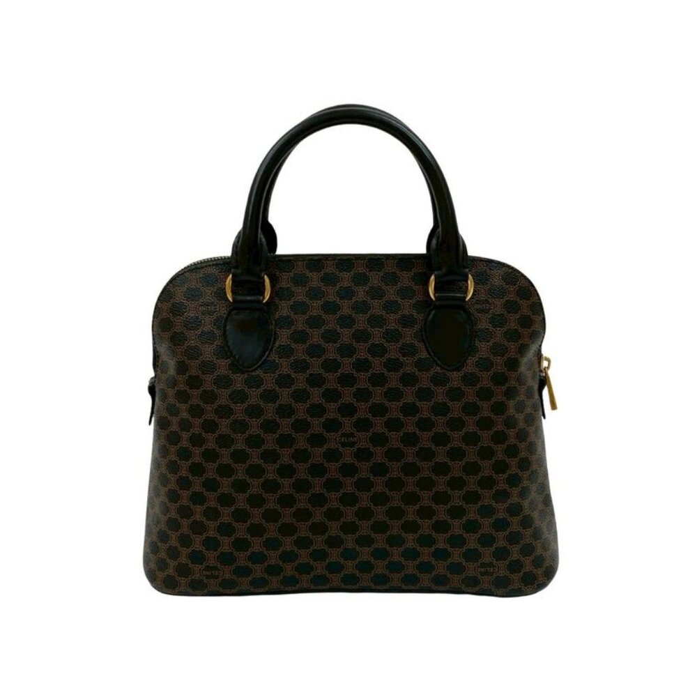 Celine Vintage Macadam Blason Triomphe Pattern Leather Handbag Mini Tote Bag - Picture 3 of 10